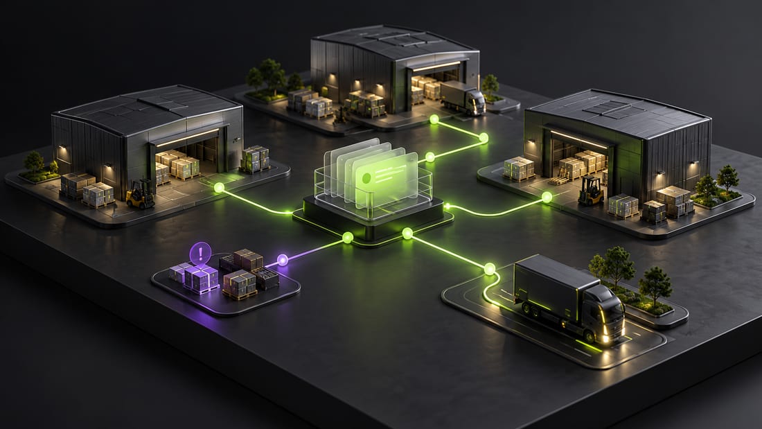 Generated visualization: Order hub linking warehouses and delivery handoffs