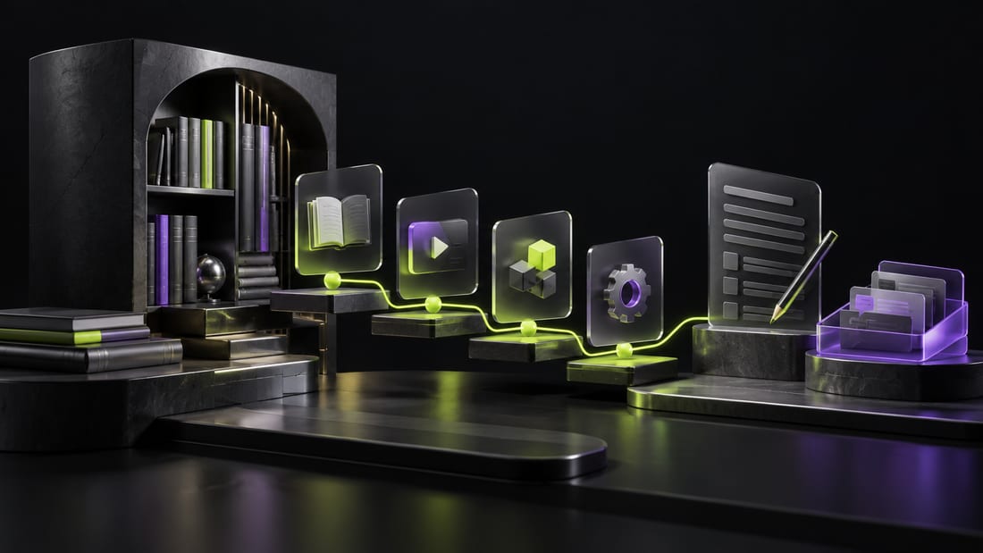 Generated visualization: Learning modules, assessments, progress steps, and instructor feedback